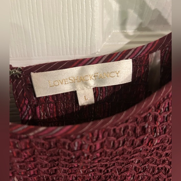 LoveShackFancy Cassi Striped Ruffle 3/4 Sleeve Mini Dress Size Large - Picture 8 of 12